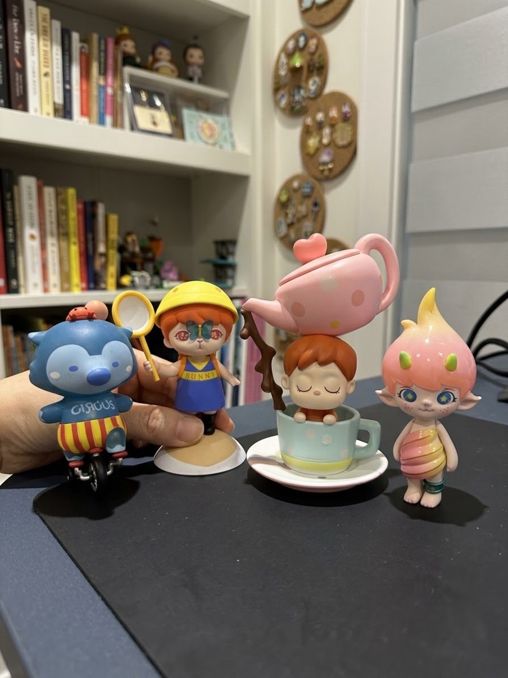 Pastel Tea-Time Character Figurine Set - Pink, Blue, Yellow